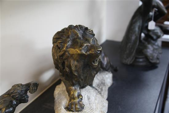 Thomas Cartier. A bronze figure of a roaring lion, width 24in. height 17in.